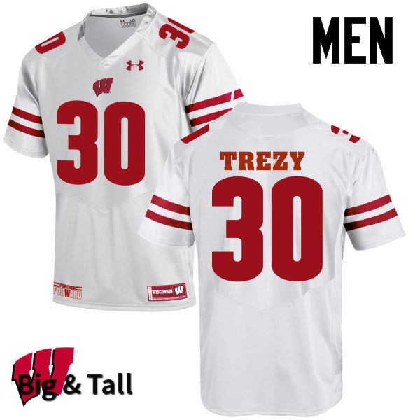 Wisconsin Badgers Men's #30 Serge Trezy NCAA Under Armour Authentic White Big & Tall College Stitched Football Jersey QZ40G84BS